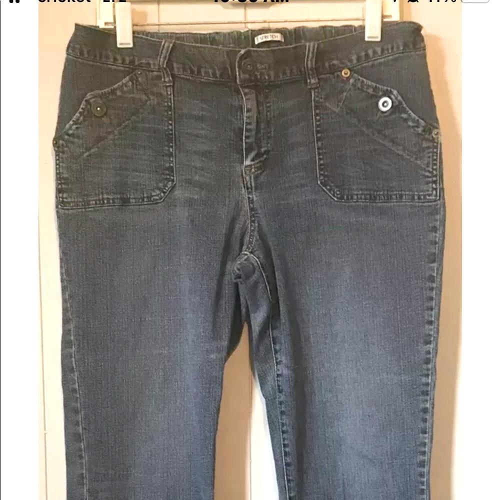 LARGE DUO MATERNITY STRETCH JEANS BUTTON ZIP STRAIGHT LEG ADJUSTABLE WAST